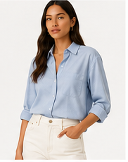 Blue Oversized Button-Up Shirt