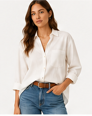 White Relaxed Button-Up Shirt